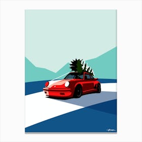 Porsche 911 - Christmas Tree - Retro Vintage Red Canvas Print