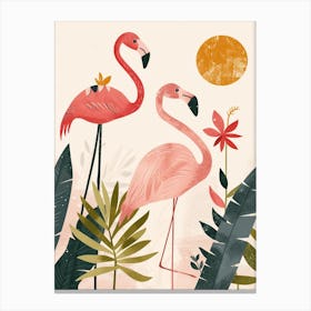 Jamess Flamingo And Heliconia Minimalist Illustration 1 Canvas Print