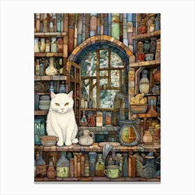 Mosaic White Cat In Alchemy Canvas Print