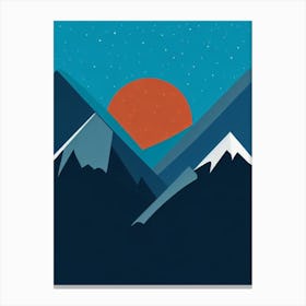 Grindelwald, Switzerland Modern Illustration Skiing Poster Canvas Print