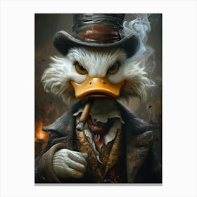 Duck Smoking A Pipe Canvas Print