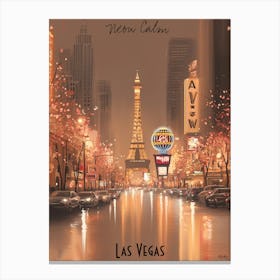 Las Vegas, minimalist soft tones palette, watercolor poster Canvas Print