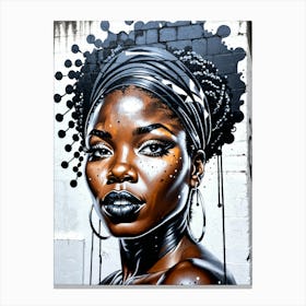 Graffiti Mural Of Beautiful Black Woman 392 Canvas Print