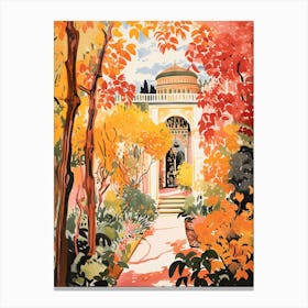 Tivoli Gardens, Italy In Autumn Fall Illustration 1 Canvas Print