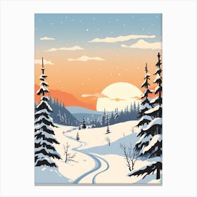 Retro Winter Illustration Lapland Finland 3 Canvas Print