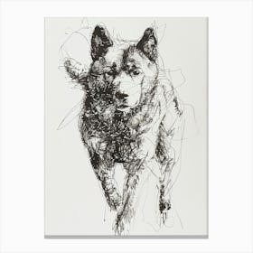 Akita Dog Line Sketch 2 Canvas Print
