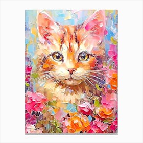 Cat In Flowers Canvas Print