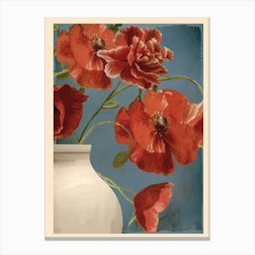 Poppies in Vase 1 Canvas Print