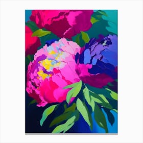 Borders And Edges Peonies Colourful Colourful 1 Painting Canvas Print