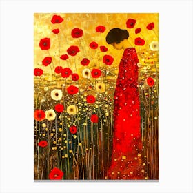 Woman and Poppies Canvas Print