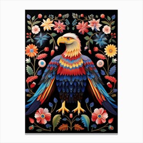 Folk Bird Illustration Bald Eagle Canvas Print