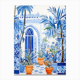 Jardin Majorelle Morocco Modern Blue Illustration 3 Canvas Print