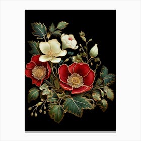 Christmas Rose 2 William Morris Style Winter Florals Canvas Print