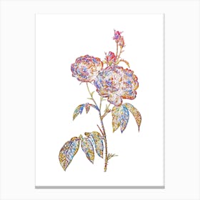 Stained Glass Purple Roses Mosaic Botanical Illustration on White n.0158 Canvas Print