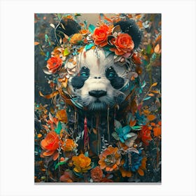 Panda with flowers Canvas Print