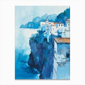 Blue Houses On The Cliff Canvas Print