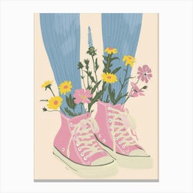 Pink Shoes And Wild Flowers 3 Canvas Print