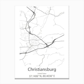 Christiansburg,United States Minimalist Map Canvas Print