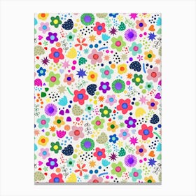 Psychedelic Playful Nature Flowers Colourful Canvas Print