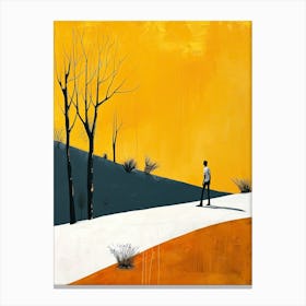 Man Walking In A Desert, Mexico Canvas Print