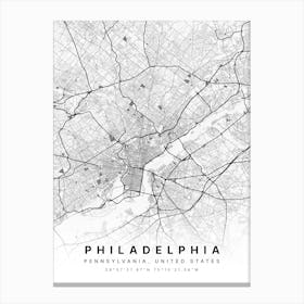 Philadelphia Pennsylvania Usa White Map Canvas Print