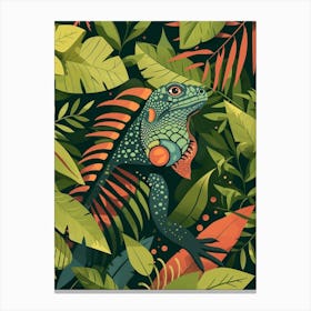 Green Galápagos Land Iguana Abstract Modern Illustration 7 Canvas Print