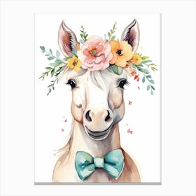 Baby Unicorn Flower Crown Bowties Woodland Animal Nursery Decor (30) Canvas Print
