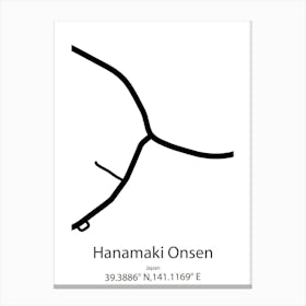 Hanamaki Onsen,Japan Minimalist Map Canvas Print