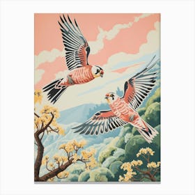 Vintage Japanese Inspired Bird Print American Kestrel 2 Canvas Print