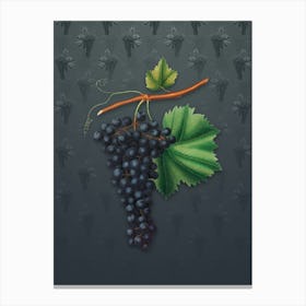 Vintage Berzemina Grape Botanical on Slate Gray Pattern n.0927 Canvas Print