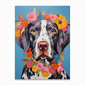 Pointer Portrait With A Flower Crown, Matisse Painting Style 1 Canvas Print