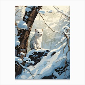 Winter Weasel 1 Illustration Canvas Print