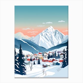 Retro Winter Illustration Banff Canada 2 Canvas Print