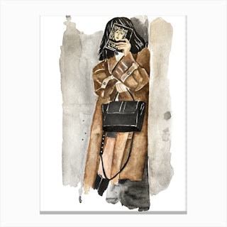 Woman In Beige Coat Canvas Print