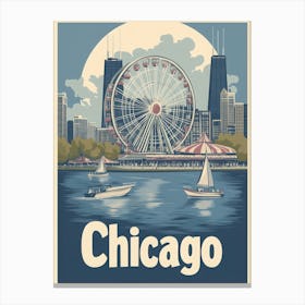 Aihrgdesign A Classic 1960s Travel Poster For Chicago Canvas Print