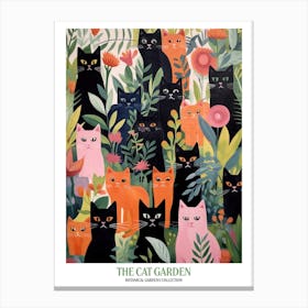 The Cat Garden Night Botanical Flowers Canvas Print