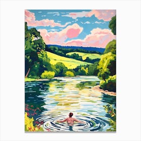 Wild Swimming At River Wye  Herefordshire 2 Canvas Print