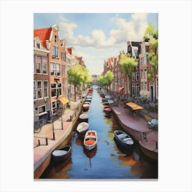 Amsterdam Canal Summer Aerial View Painting Art Print Canvas Print
