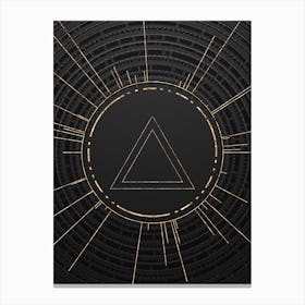 Geometric Glyph Symbol in Gold with Radial Array Lines on Dark Gray n.0132 Canvas Print