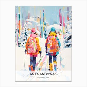 Aspen Snowmass   Colorado Usa, Ski Resort Poster Illustration 6 Canvas Print