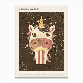 Unicorn Eating Popcorn Mustard Muted Pastels 1 Poster Canvas Print