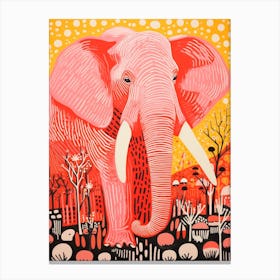 Elephant Linocut Inspired Canvas Print