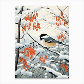 Winter Bird Painting Carolina Chickadee 2 Canvas Print