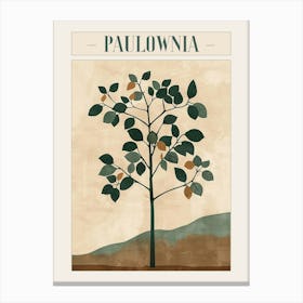 Paulownia Tree Minimal Japandi Illustration 2 Poster Canvas Print
