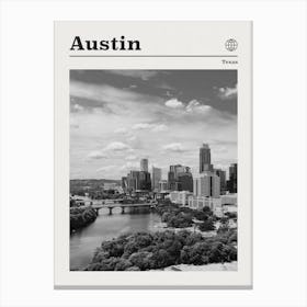 Austin Texas Black And White Canvas Print