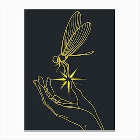 Dragonfly On Hand Canvas Print