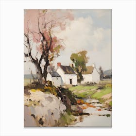 Small Cottage And Trees Lanscape Painting 6 Canvas Print