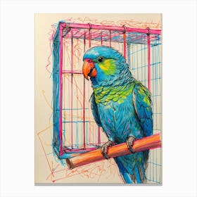 Parrot In Cage Canvas Print