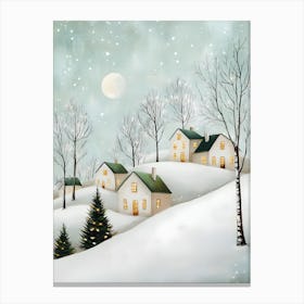 Cozy Winter Wonderland: Snowy Cottage Art for Seasonal Home Décor Canvas Print