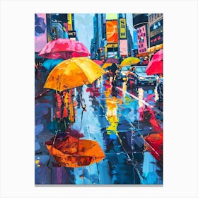 Times Square Rain Canvas Print